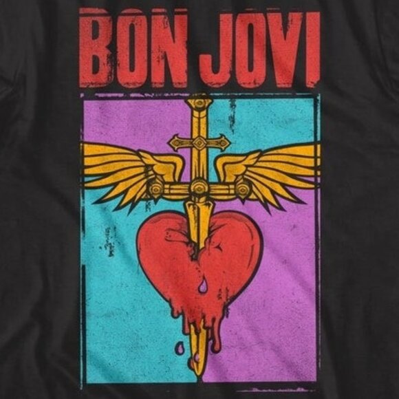 Bon Jovi You Give Love A Bad Name Graphic Poster T-Shirt 26 - Picture 2 of 5